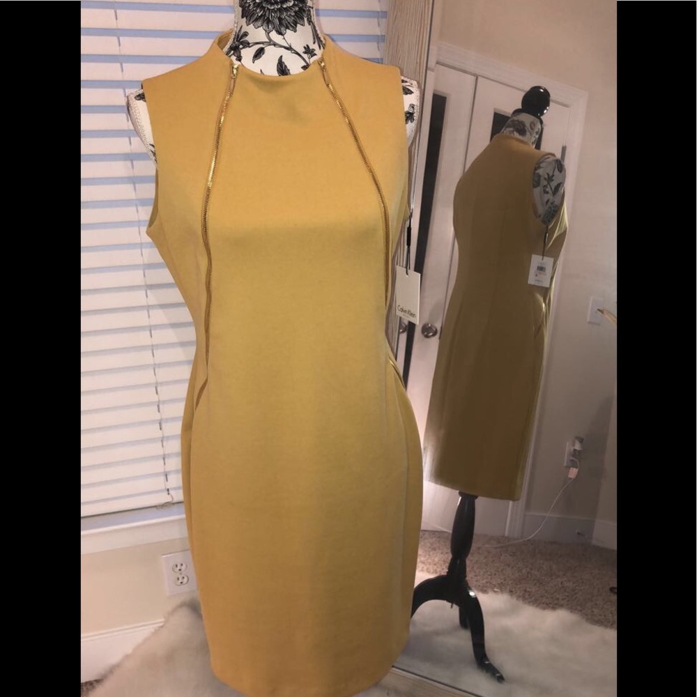 NWT Calvin Klein mustard dress - Picture 6 of 6